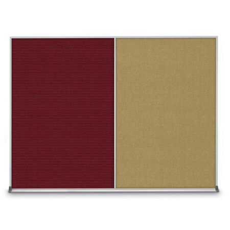 United Visual Products Triple Door Radius Plus Corkboard, 72" x UV8005PLUS-WHITE-CINNABA